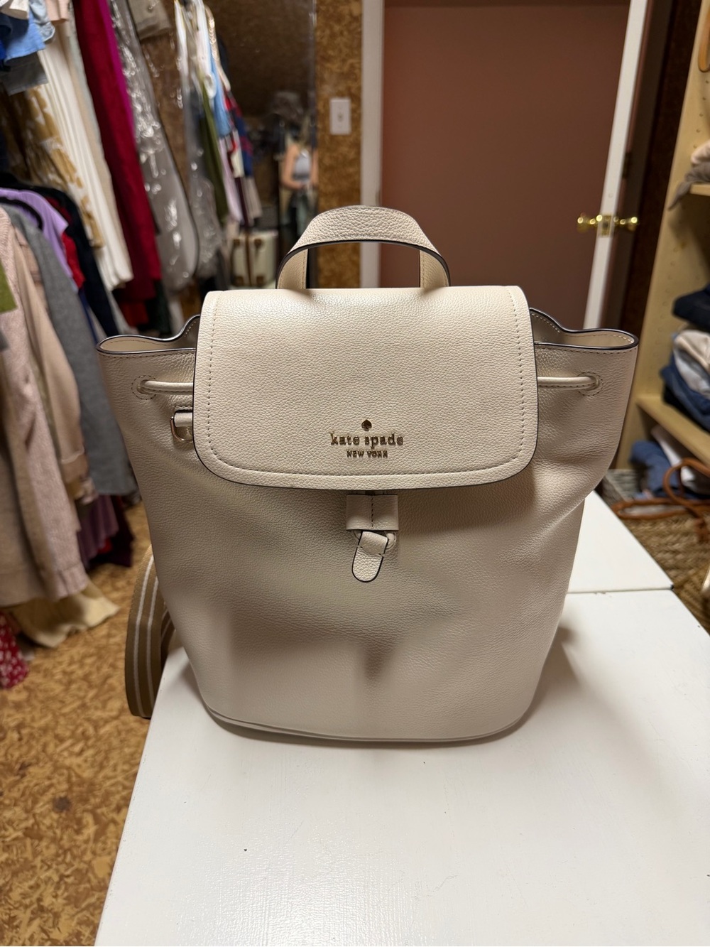 Kate Spade Cream Leather Backpack - Picture 1 of 5